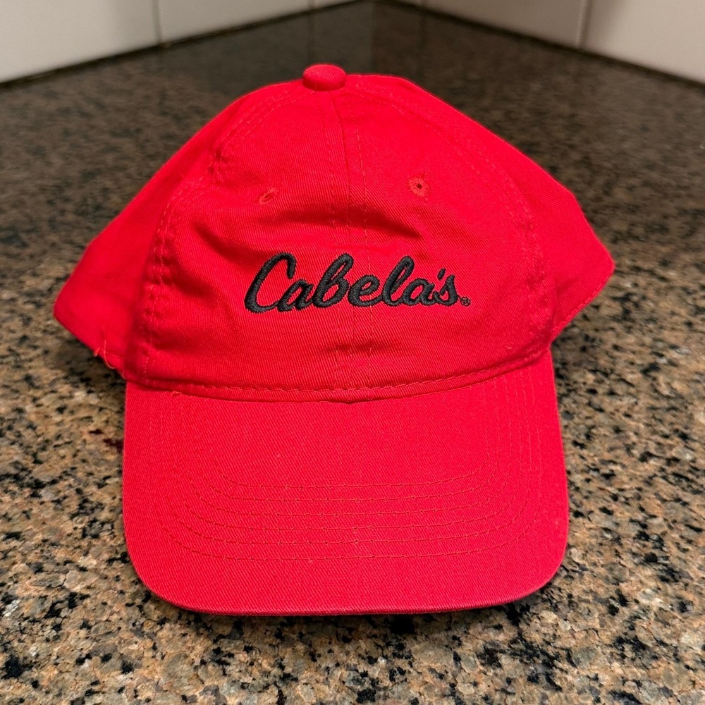 Cabela's Bass Pro Shops Snapback Hat Youth Red Adjustable Fishing Cap